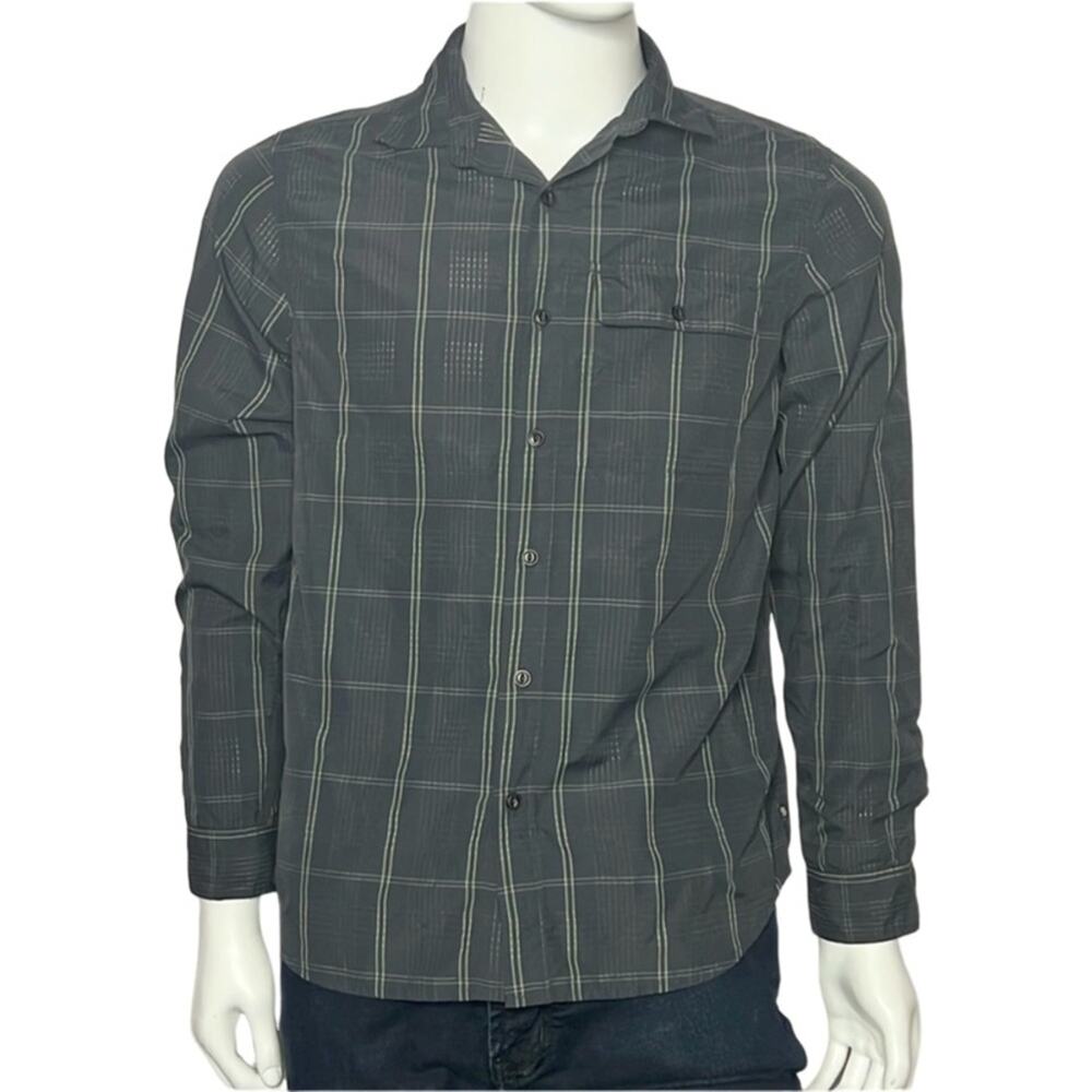 Mountain Hardwear Mens‎ Slate Gray Plaid Nylon Button Up shirt size M